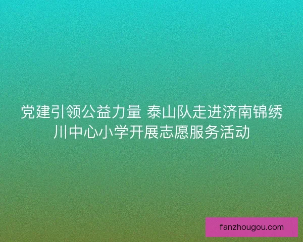 党建引领公益力量 泰山队走进济南锦绣川中心小学开展志愿服务活动